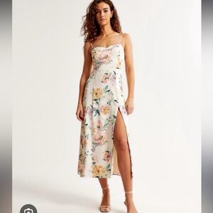 New Abercrombie & Fitch Camille Midi Dress Cream Floral Extra Large Petite XLP